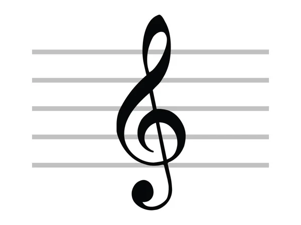 Svart Platt Isolerad Musikalisk Symbol För Clef Treble Clef — Stock vektor