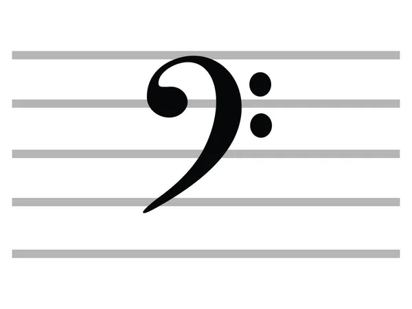 Black Flat Isolated Musical Symbool Van Clef Bass Clef — Stockvector