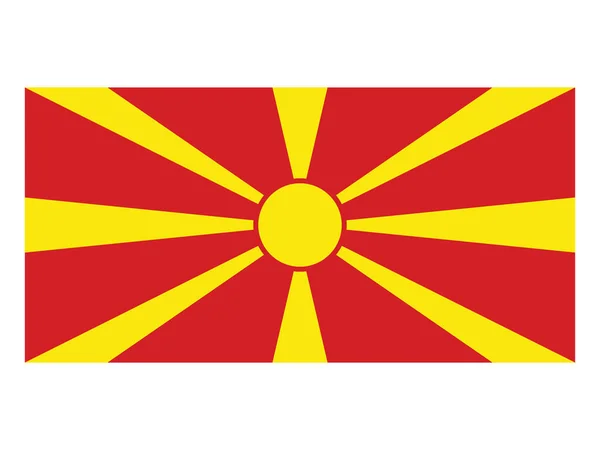 Vlakke Vlag Van Het Europese Land Noord Macedonië — Stockvector