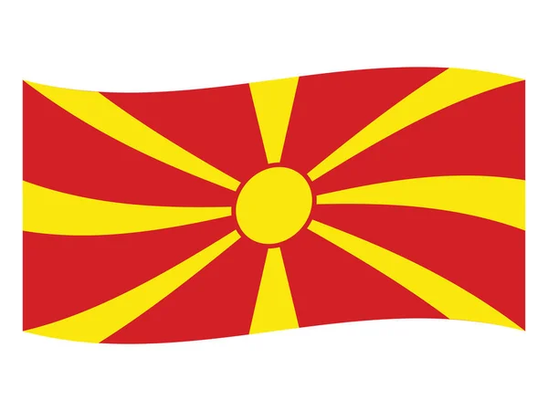 Κυματιστή Επίπεδη Σημαία Της Ευρωπαϊκής Χώρας Βόρειας Μακεδονίας — Διανυσματικό Αρχείο