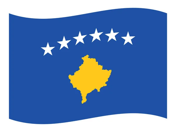 Vlakke Vlag Zwaaien Van Het Europese Land Kosovo — Stockvector