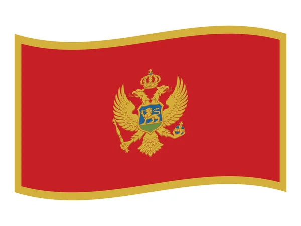Waving Flat Flag European Country Montenegro — Stock Vector
