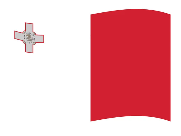 Sventolando Bandiera Piatta Del Paese Europeo Malta — Vettoriale Stock