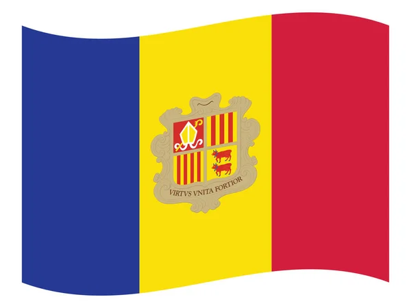 Bandeira Plana Ondulada País Europeu Andorra —  Vetores de Stock