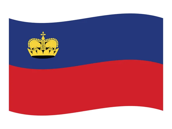 Waving Flat Flag European Country Liechtenstein — Stock Vector
