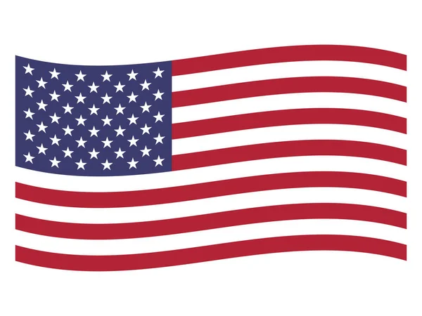 Waving Flat Flag North American País Estados Unidos América — Archivo Imágenes Vectoriales