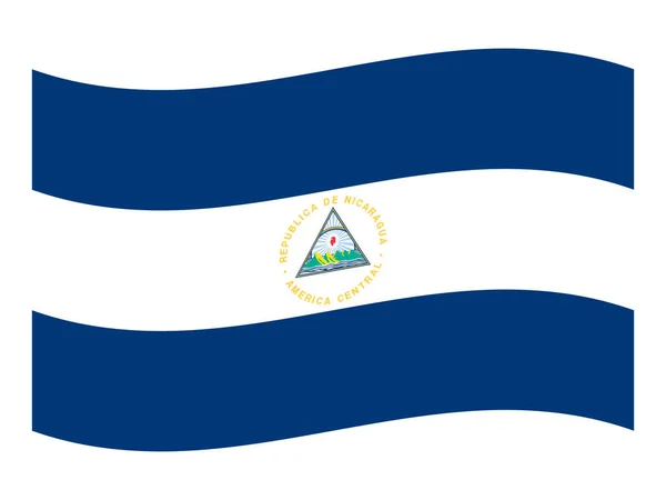 Ondeando Bandera Plana Del País Centroamericano Nicaragua — Vector de stock