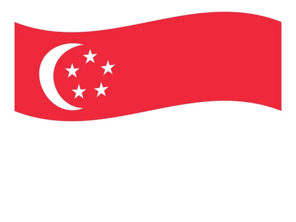 Sventolando Bandiera Piatta Del Paese Asiatico Singapore — Vettoriale Stock