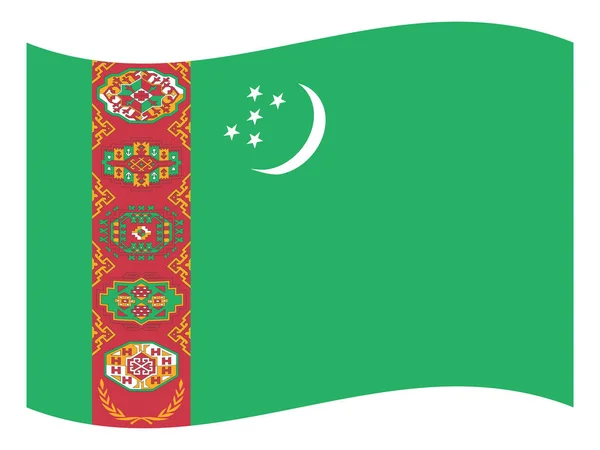 Türkmenistan Asya Ülkesinin Düz Bayrağı Dalgalanıyor — Stok Vektör