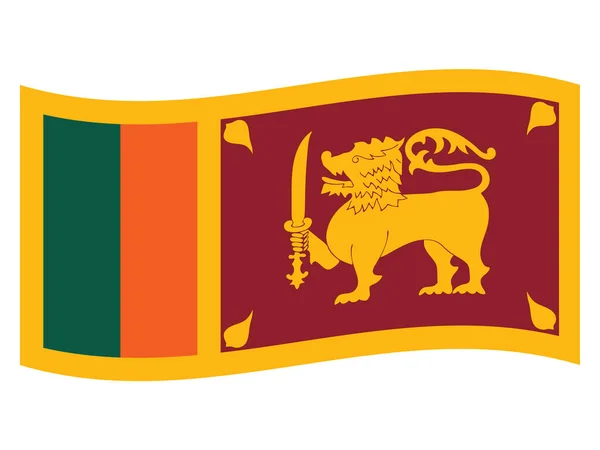 Ondeando Bandera Plana Del País Asiático Sri Lanka — Vector de stock