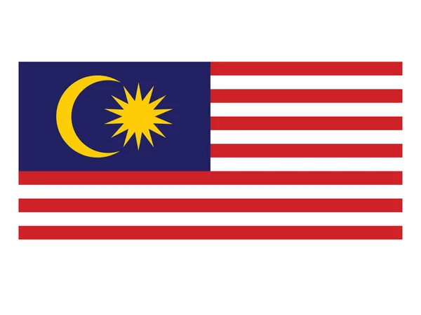 Malajzia Ázsiai Országának Lapos Lobogója — Stock Vector