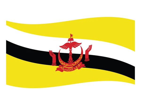Waving Flat Flag Ázsiai Ország Brunei — Stock Vector