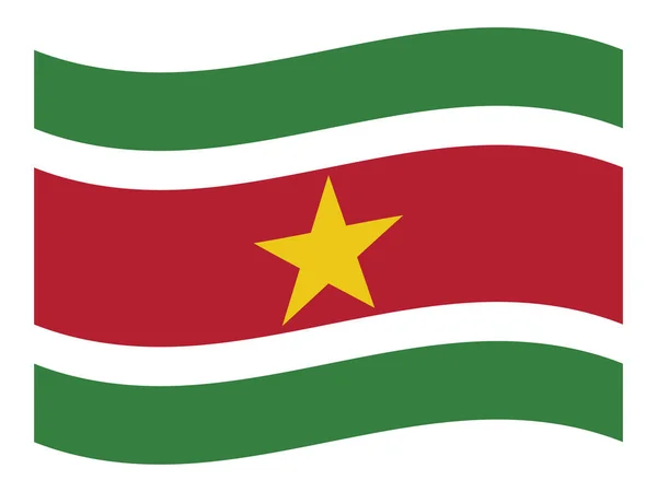 Surinam Güney Amerika Ülkesinin Düz Bayrağı Dalgalanıyor — Stok Vektör