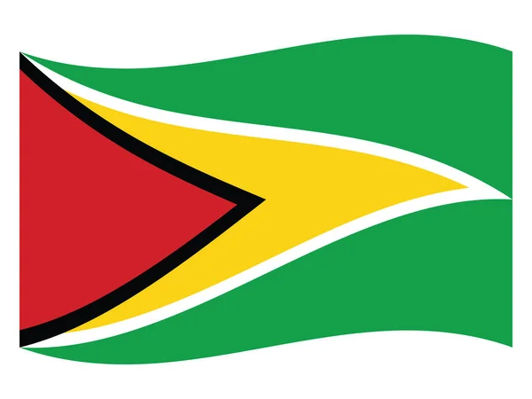 Ondeando Bandera Plana Del País Sudamericano Guyana — Archivo Imágenes Vectoriales