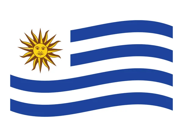 Ondeando Bandera Plana Del País Sudamericano Uruguay — Vector de stock