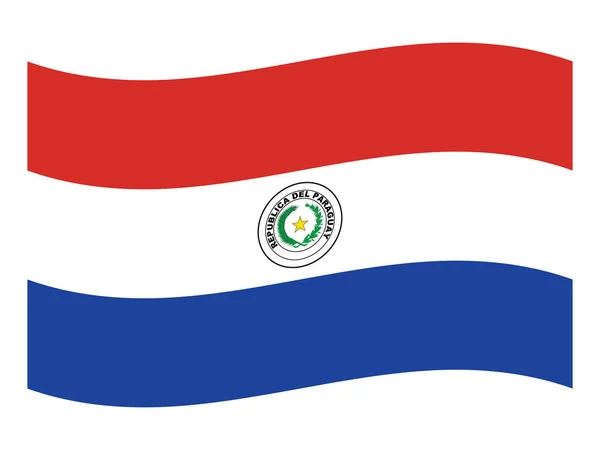 Ondeando Bandera Plana Del País Sudamericano Paraguay — Archivo Imágenes Vectoriales