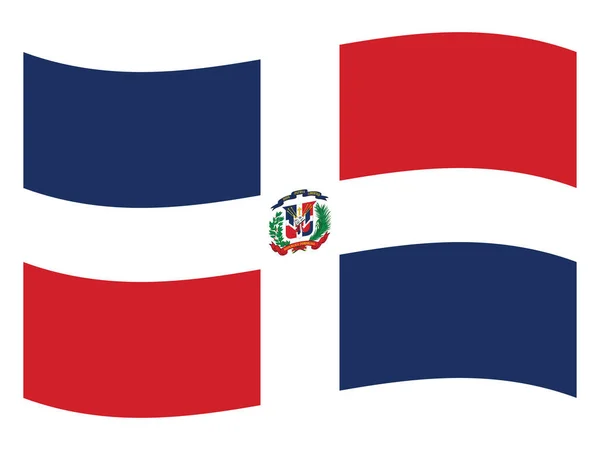 Macha Płaską Banderą Południowoamerykańskiego Państwa Dominikany — Wektor stockowy