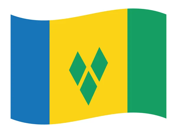セントビンセント グレナディーンの南アメリカの国の平らな旗を振る — ストックベクタ