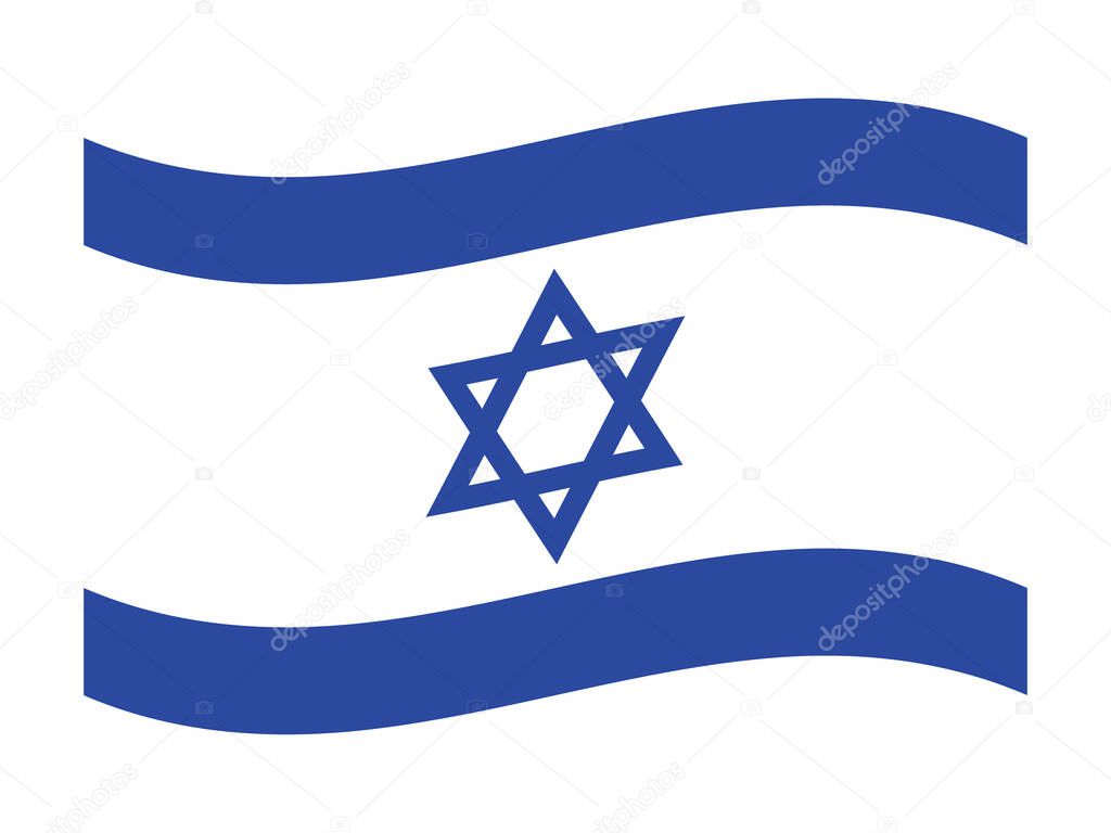 Waving Flat Flag of the Asian Country of Israel