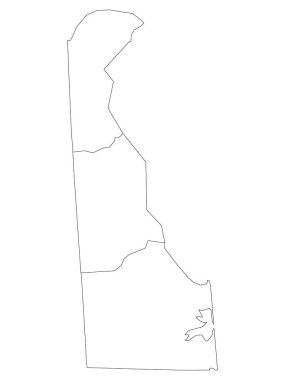 White Outline Counties ABD 'nin Delaware Eyaleti Haritası