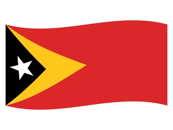 摇曳着大洋洲国家东帝汶的扁平国旗 — 图库矢量图片