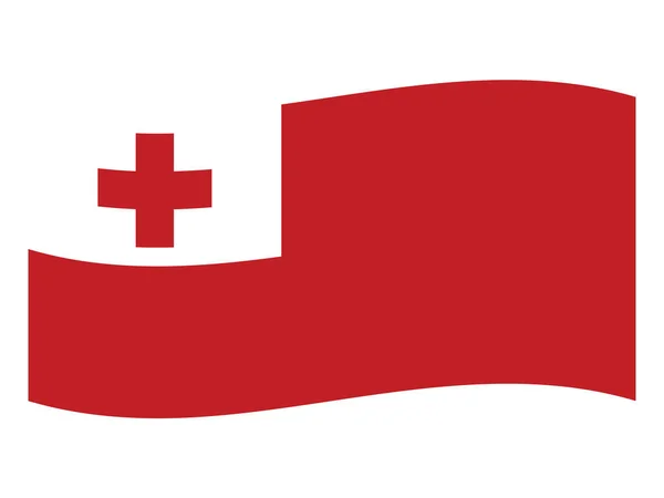 Ondeando Bandera Plana Oceanía País Tonga — Archivo Imágenes Vectoriales