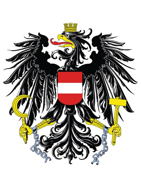 Komplexe Detaillierte Vektorillustration Des Österreichischen Wappens — Stockvektor