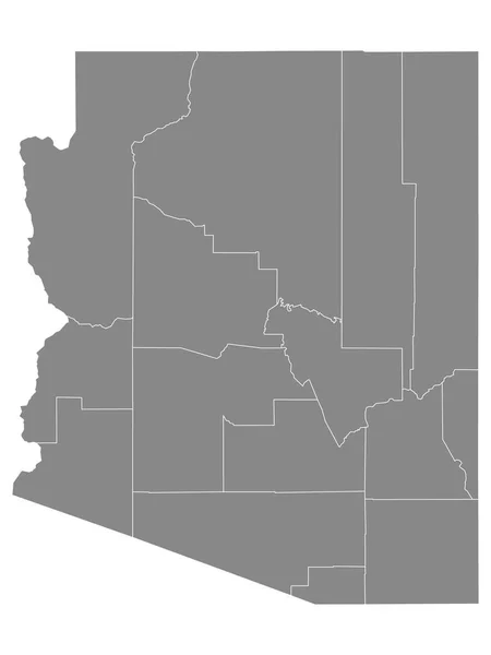 Szary Zarys Hrabstw Mapa Stanu Arizona Usa — Wektor stockowy