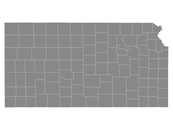 Mapa Dos Condados Gray Outline Estado Americano Kansas — Vetor de Stock