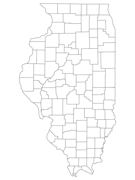 White Outline Counties Karta Över Delstaten Illinois — Stock vektor