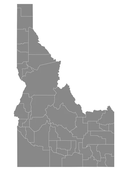 Gray Outline Counties Mapa Státu Idaho — Stockový vektor