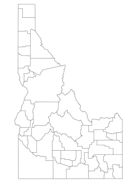 Mapa Dos Condados Esboço Branco Estado Idaho Dos Eua — Vetor de Stock