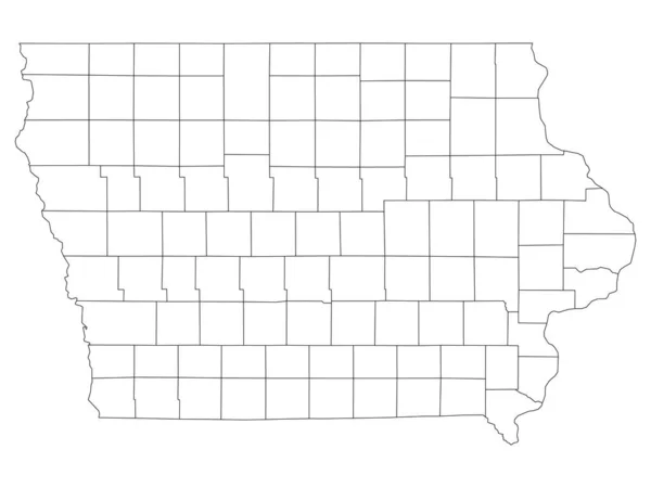 Mapa Los Condados Del Estado Iowa — Archivo Imágenes Vectoriales