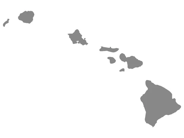 Condados Esquema Gris Mapa Del Estado Hawaii — Archivo Imágenes Vectoriales