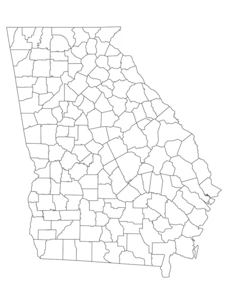 White Outline Counties Map State Georgia — 스톡 벡터