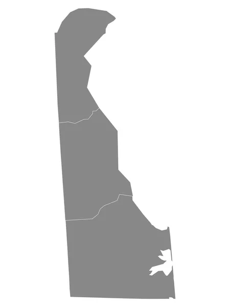 Gray Outline Counties Map State Delaware — 스톡 벡터