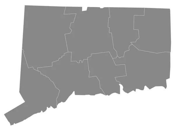 Gray Outline Counties Map State Connecticut — Stock Vector