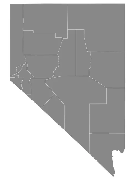 White Outline Counties Map Counties Names State Nevada — 스톡 벡터