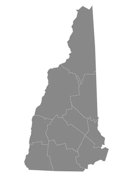 Gris Contorno Condados Mapa Estados Unidos Estado New Hampshire — Vector de stock