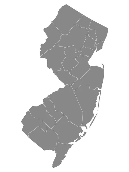 Carte Des Comtés Gray Outline État Américain New Jersey — Image vectorielle