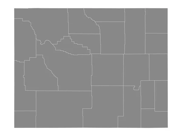 Mapa Condados Con Condados Nombres Del Estado Estadounidense Wyoming — Vector de stock