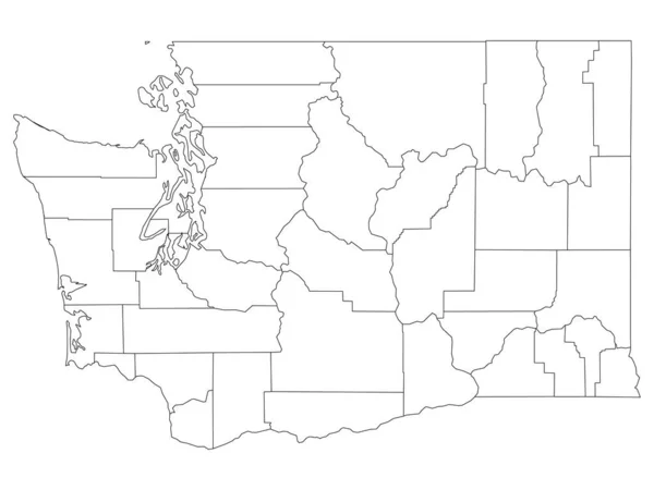 Kaart Met Witte Contouren Van Amerikaanse Staat Washington — Stockvector
