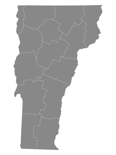 Condados Esquema Gris Mapa Del Estado Vermont — Archivo Imágenes Vectoriales