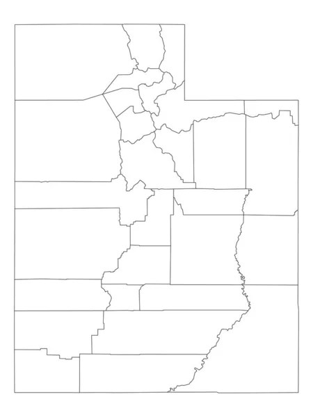 White Outline County Karta Över Den Amerikanska Delstaten Utah — Stock vektor