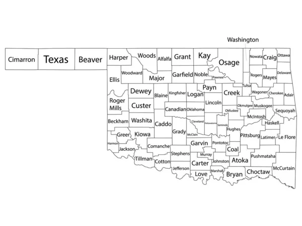 Carte Des Comtés White Outline Avec Les Noms Des Comtés — Image vectorielle