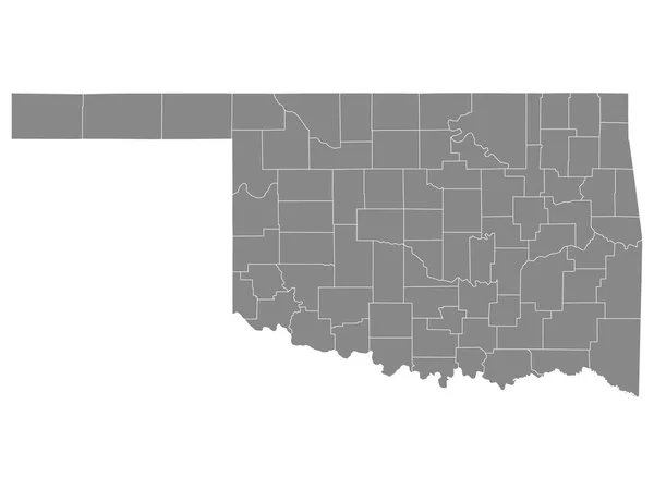 Gray Outline Counties Karte Des Bundesstaates Oklahoma — Stockvektor