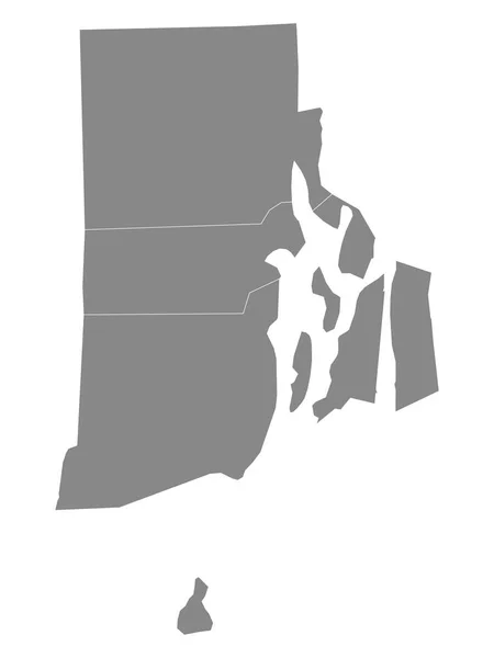 Gray Outline County Kaart Van Amerikaanse Staat Rhode Island — Stockvector