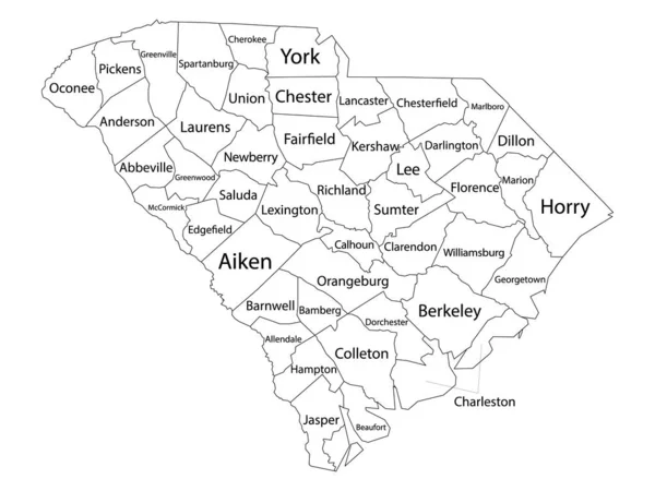 Carte Des Comtés Contour Blanc Avec Les Noms Des Comtés — Image vectorielle