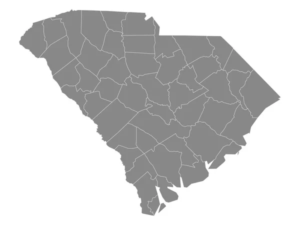 グレー概要郡地図サウスカロライナ州 — ストックベクタ