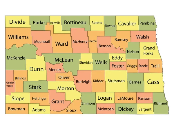 Carte Colorée Comté Avec Les Noms Des Comtés État Fédéral — Image vectorielle